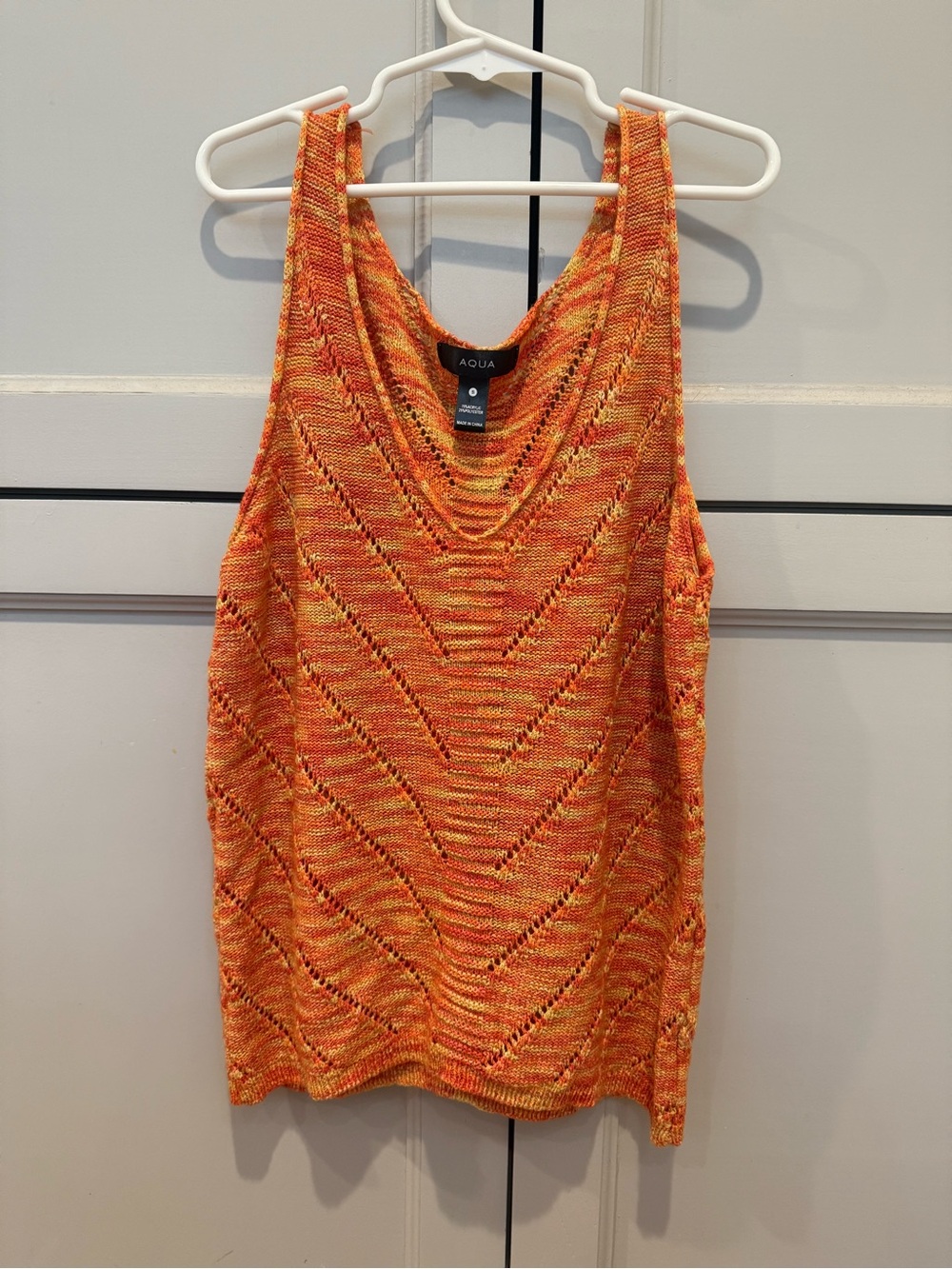 Aqua Orange Yellow Multitone Chevron Knit Tank Top